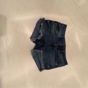 Dark Blue Distressed Denim Shorts